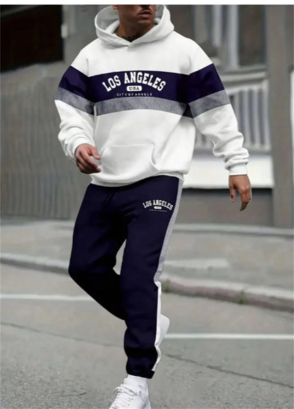 Retro pattern men's long sleeve suit  fashion casual luxury sweatshirt and pants, sale set.