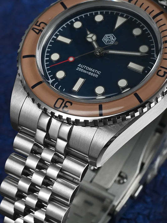 San Martin Vintage Luxury Men Dive Watch 40mm NH35 Automatic Mechanical Sapphire Bezel J-type Bracelet Waterproof 200m SN0133