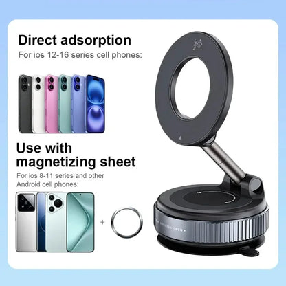 Magnetic Vacuum Phone Holder Car Mount Vacuum Adsorption Car Phone Mount Foldable Car Navigation Holder for Gym Bath Shower