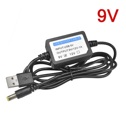 DC-DC 5V to 9V 12V 1A Step Up USB Boost Cable Line Booster Power Converter Adapter USB Cord Plug 5.5x2.1mm for Power Connector