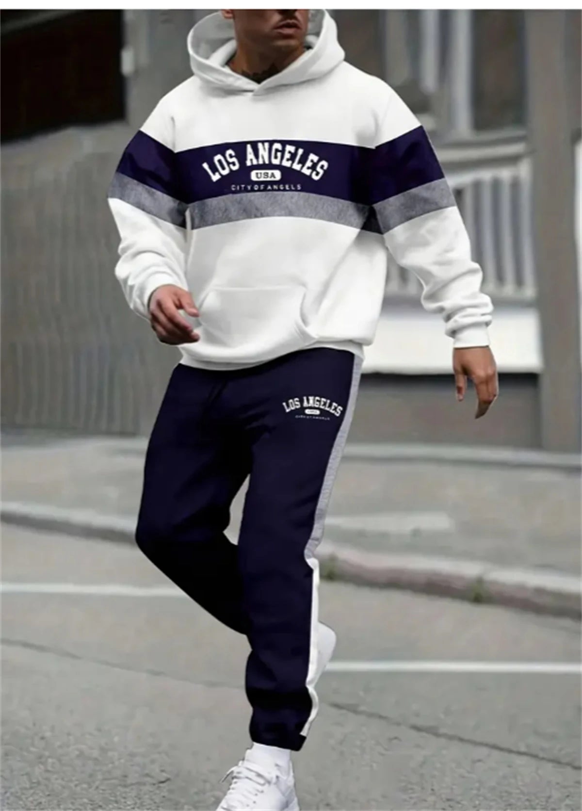Retro pattern men's long sleeve suit  fashion casual luxury sweatshirt and pants, sale set.
