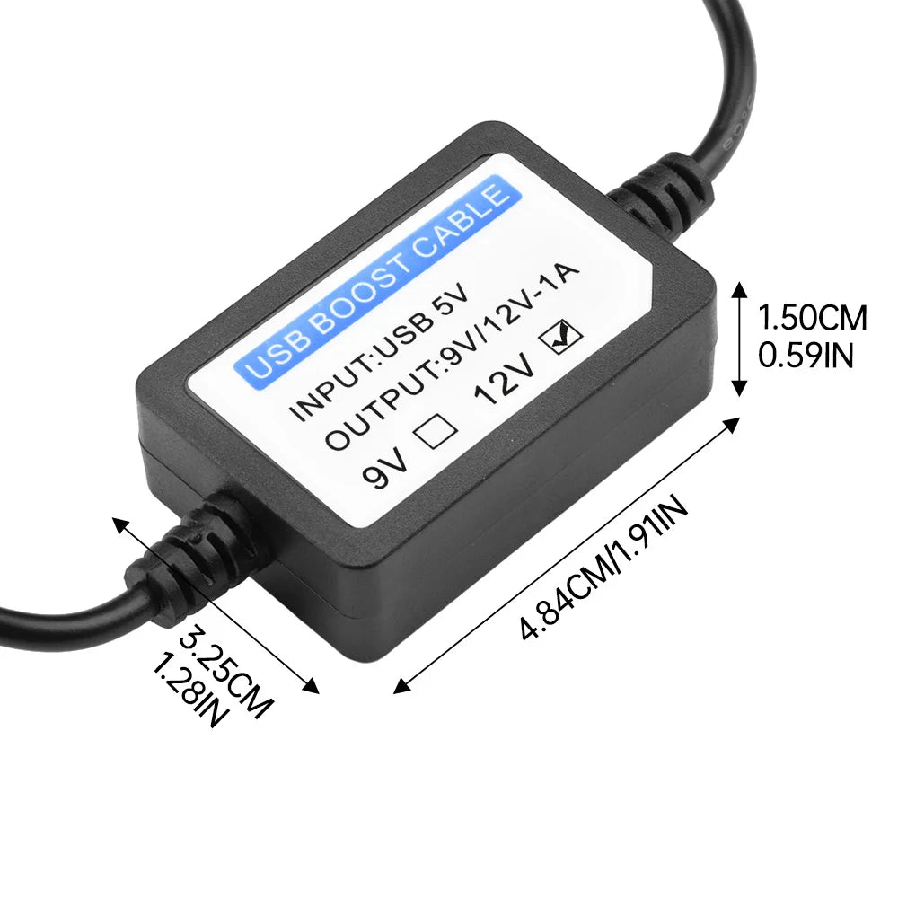 DC-DC 5V to 9V 12V 1A Step Up USB Boost Cable Line Booster Power Converter Adapter USB Cord Plug 5.5x2.1mm for Power Connector
