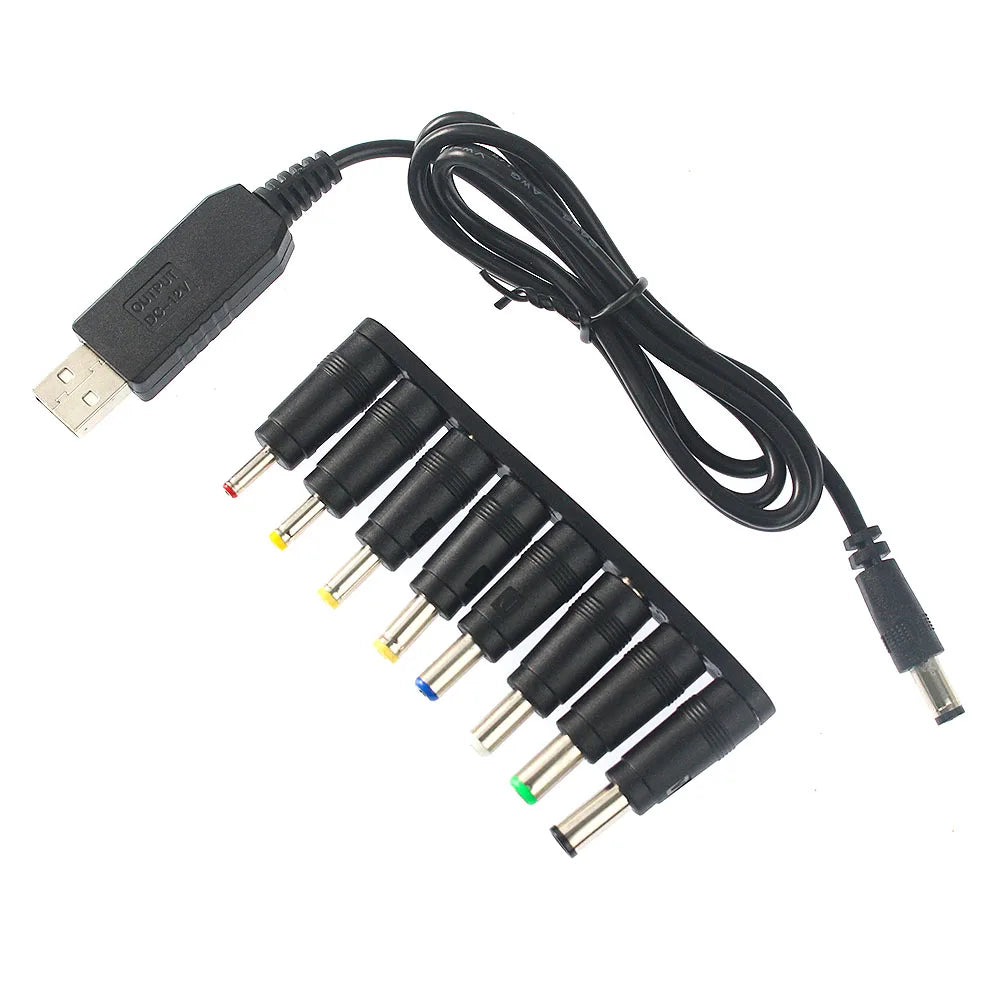 USB Power Boost Line DC To DC 5V 9V 12V with Box Step-up Converters Module USB Converter Adapter Cable with 8PCS Connector Plug