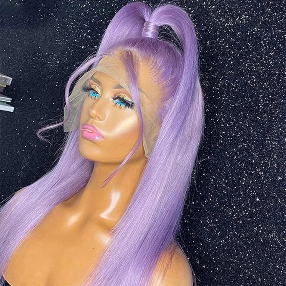 Blue Lace Wig Bone Straight Lace Front Wig HD Transparent Pre Plucked 13X4 Lace Frontal Wigs Synthetic Ready To Go perruque