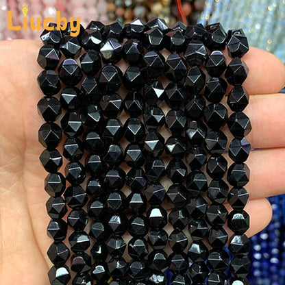 Natural Faceted Black Agates Onyx Handmade diamond Beads For Jewelry Making DIY Rings Earrings Necklace 15" Wholesales 6/8/10MM
