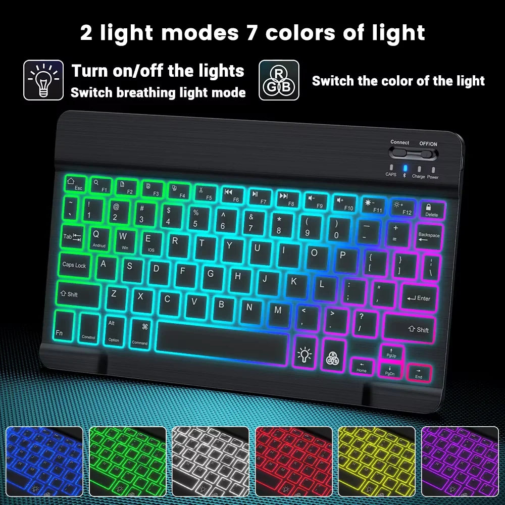 Backlit backlight, wireless keyboard and mouse for iOS, Android, Windows, keyboard Bluetooth-compatible, rainbow backlit keyboard.