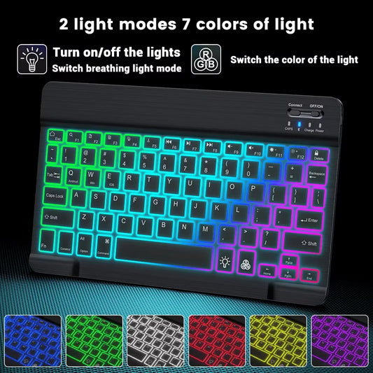 Backlit backlight, wireless keyboard and mouse for iOS, Android, Windows, keyboard Bluetooth-compatible, rainbow backlit keyboard.