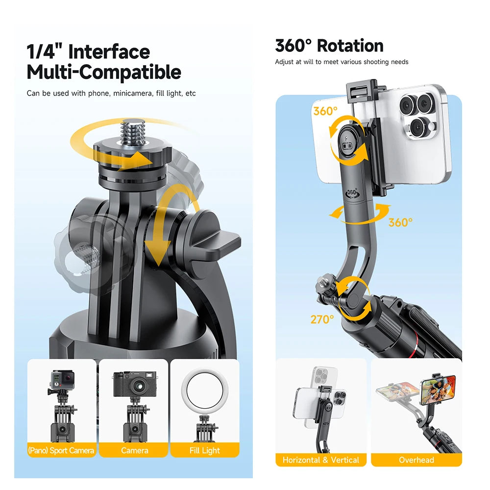 AI Gimbal Tripod Jumping Selfie Stick 360° Auto Follow-Up Face Auto Pop Up Tracking Gimbal All-in-one Holder For Smartphone