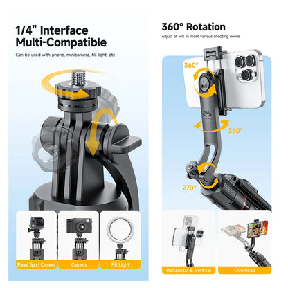 AI Gimbal Tripod Jumping Selfie Stick 360° Auto Follow-Up Face Auto Pop Up Tracking Gimbal All-in-one Holder For Smartphone