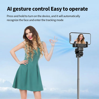 MEUYAG AI face tracking Gimbal Stabilizer Selfie Stick Foldable Wireless Tripod with Bluetooth Shutter Monopod for IOS Android