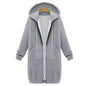 Women's ThickenHoodies Parkas Loose Hooded Jackets Zipper Pocket Maxi Size Sweatshirt Sports Dresses Outwear