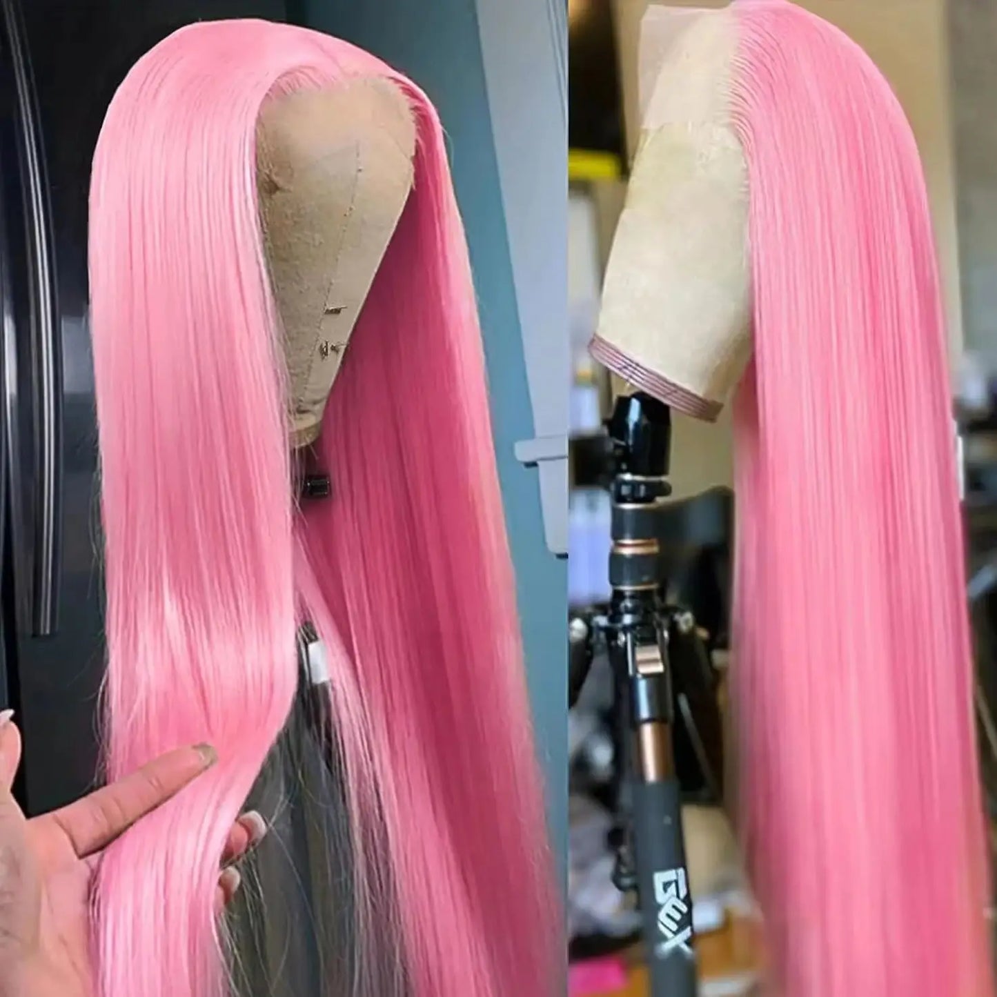 Blue Lace Wig Bone Straight Lace Front Wig HD Transparent Pre Plucked 13X4 Lace Frontal Wigs Synthetic Ready To Go perruque