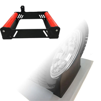 Wheels rims stand universal display rack for tyre shine applications.
