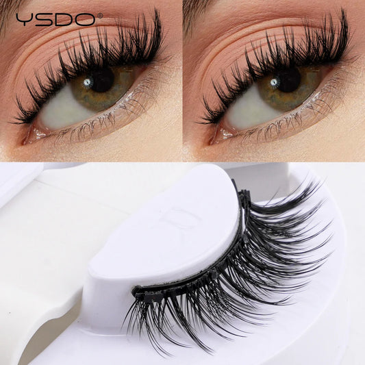 YSDO Upgrade Magnetic False Eyelashes With Tweezers Set 1 Pair Eyelash Extension 3D Natural Lashes 3-Step Press On False Eyelash