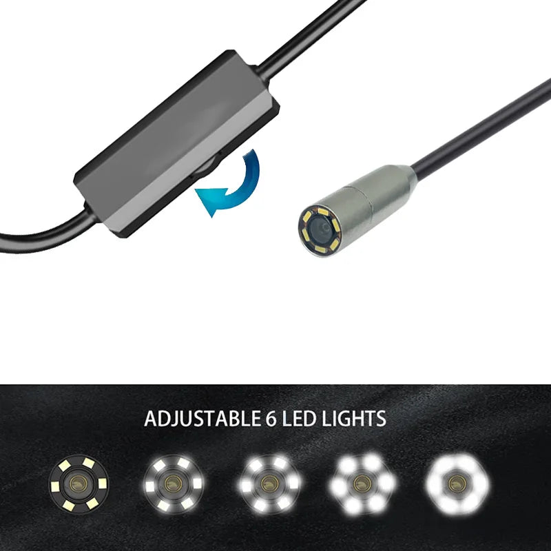 6.5mm caméra endoscopique de Type C, étanche IP67, 6 led, réglable, Micro USB, Android, caméra endoscopique pour téléphone et PC