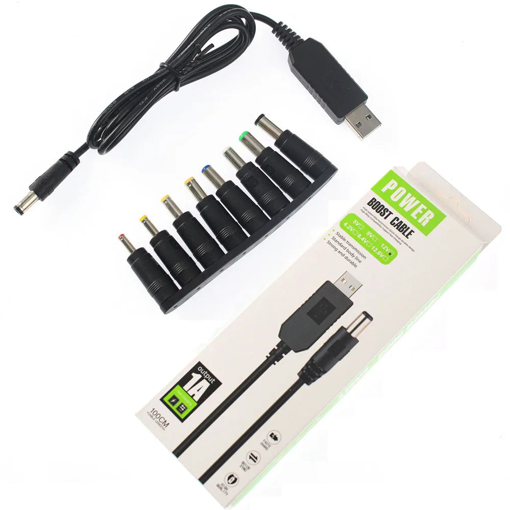 USB Power Boost Line DC To DC 5V 9V 12V with Box Step-up Converters Module USB Converter Adapter Cable with 8PCS Connector Plug