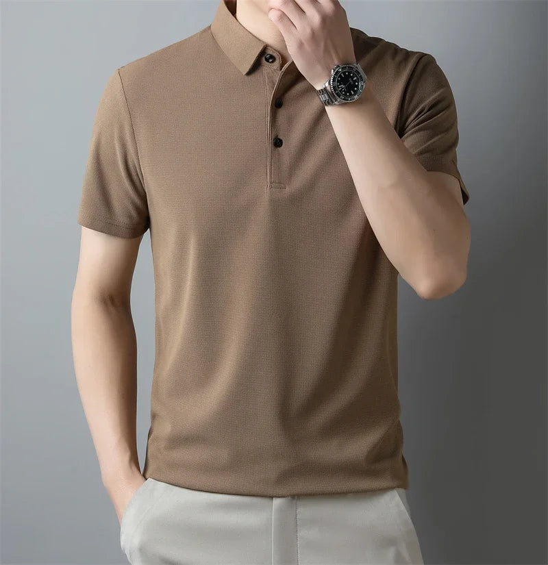 Men's classic, collar short, sleeve polo shirt, casual breathable  summer, daily office fashion men's.