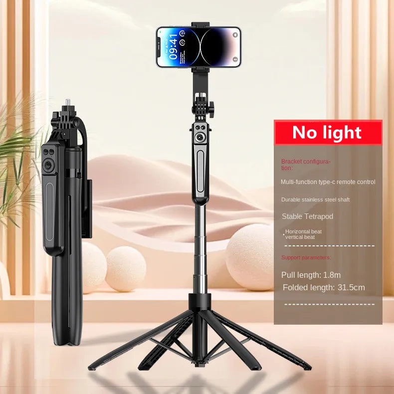 1.8m Handheld gimbal four Tripod Bluetooth Wireless Selfie Stick Live phone Holder Tripod Foldable Fill Light For Smartphone