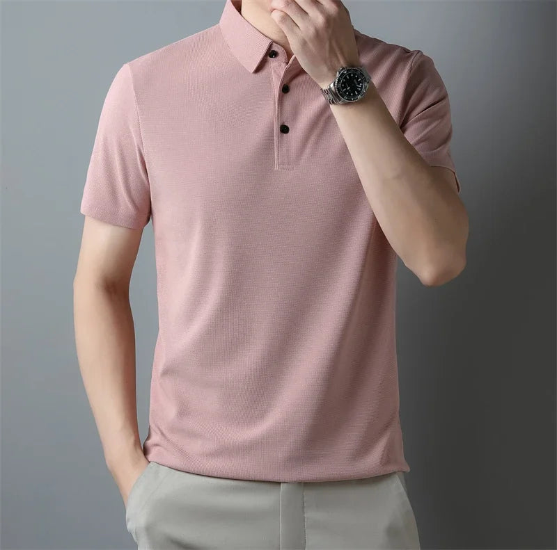 Men's classic, collar short, sleeve polo shirt, casual breathable  summer, daily office fashion men's.