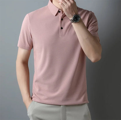 Men's classic, collar short, sleeve polo shirt, casual breathable  summer, daily office fashion men's.