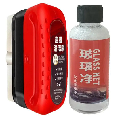 60/120ml Car Windshield Oil Film Cleaner Glass Cleaning Board Glass Cleaning Wipe Glass Oil Film Remover Car Glass Clean Brush