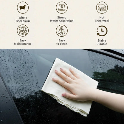 Natural Chamois Car Care Cleaning Cloth Genuine Sheepskin Wash Rag Suede Ultra Absorbent Quick Dry Towels for Car Wash Accessori