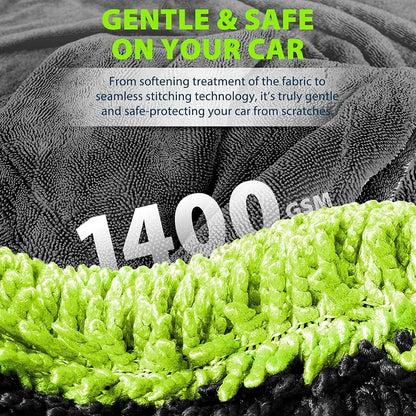 1400GSM Heavy Duty Car Drying Towel 60x120cm Oversized Double-Side Cleaning Cloth Super Absorbent Ultra-Soft Scratch-Free Towel