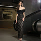 Chic elegant women lace evening maxi dresses off-shoulder pink famale.