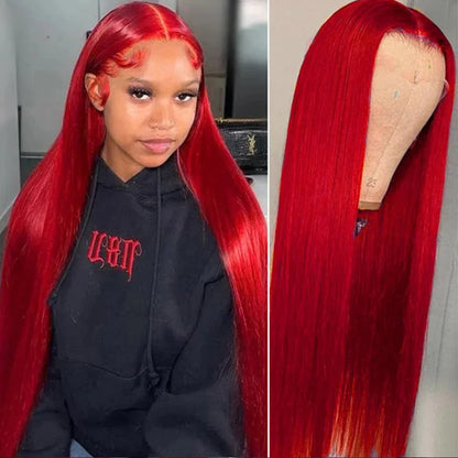 Blue Lace Wig Bone Straight Lace Front Wig HD Transparent Pre Plucked 13X4 Lace Frontal Wigs Synthetic Ready To Go perruque