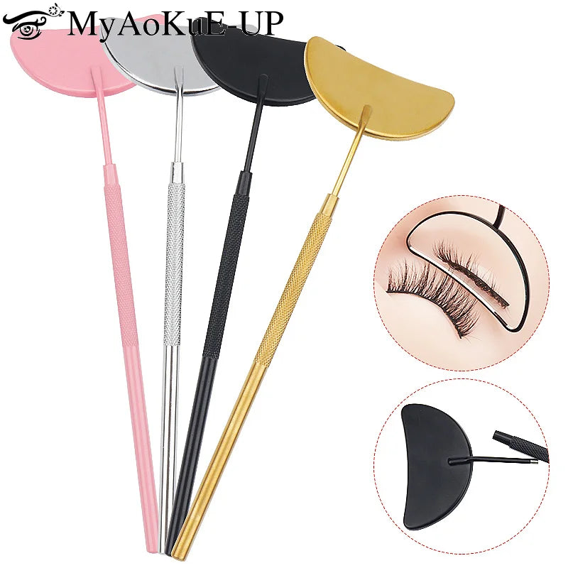 1pcs Eyelash Extension Mirror Moon Shaped Detachable Stainless Steel Lash Lifting Makeup Mirror Beauty
