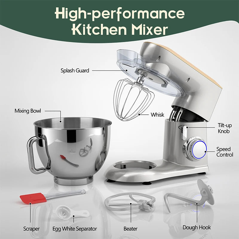 Dough Mixer 6.5L 7L 8L Stainless Steel Bowl Stand Food Mixer Machine Electric Robot Cuisine