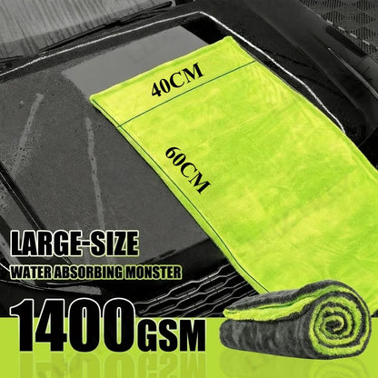 1400GSM Heavy Duty Car Drying Towel 60x120cm Oversized Double-Side Cleaning Cloth Super Absorbent Ultra-Soft Scratch-Free Towel