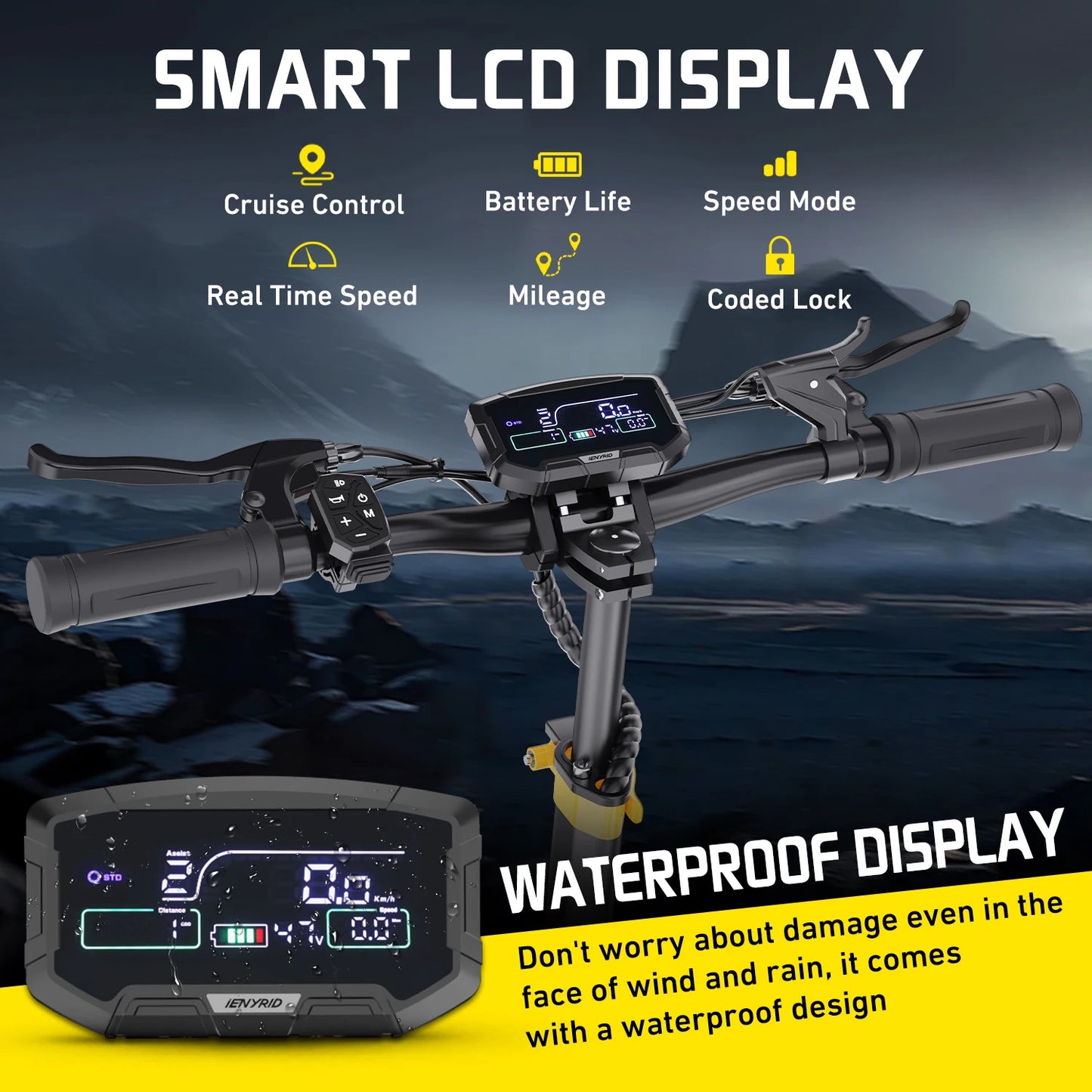 IENYRID ES1 electric scooter foldable 2400W dual motor 48V20.8Ah lithium battery E-scooter 10-inch tires adult city E-scooter.