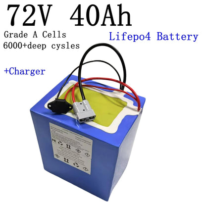 Batterie au lithium Lifepo4, 72V, 40Ah, BMS 24S, pour moto électrique 3000W, 5000W, 7000W, scooter électrique...