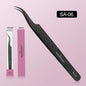 SAKURUHANA Professional Eyelash Tweezers Black Fiber Tip For Lash Extensions Mega Volume Mink Lashes Makeup Beauty Kit