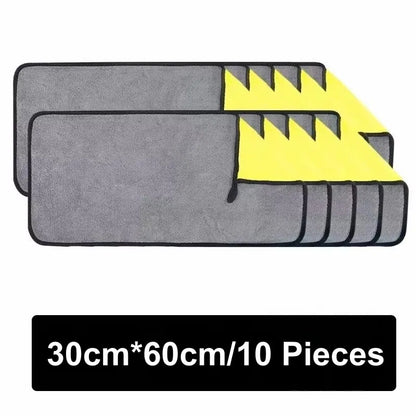 1/2/5/6/10pcs Microfiber Cleaning Towel Thicken Soft Drying Cloth Car Body Washing Towels Double Layer Clean Rags 30/40/60cm
