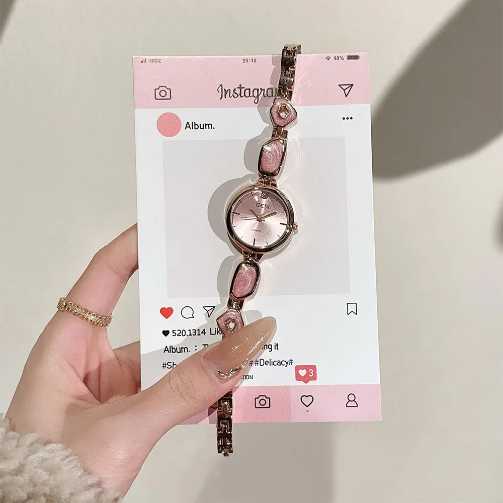 Fashion temperament minimalist luxury irregular bracelet with quartz watch for woman. 1piece.